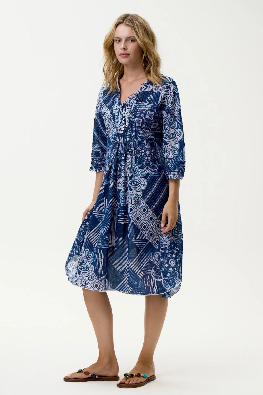 Oneseason - Oneseason Middy Poppy Dress | Mandala Navy - Dress - Silvermaple Boutique 