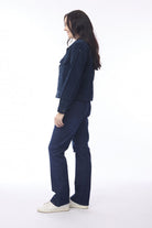 Orientique - Cord Solid Biker Jacket | Navy - Jacket - Silvermaple Boutique 