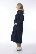 Orientique - Cord Solid Dress | Navy - Dress - Silvermaple Boutique 