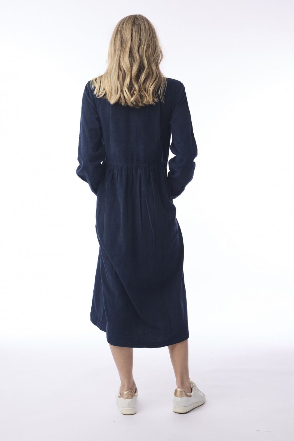 Orientique - Cord Solid Dress | Navy - Dress - Silvermaple Boutique 