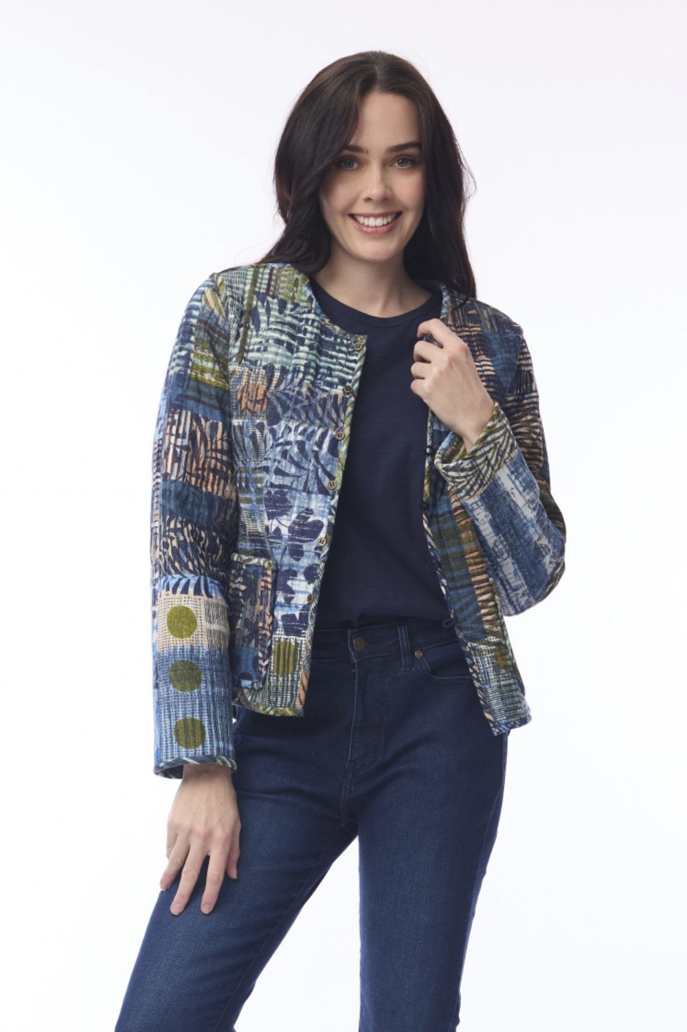 Orientique - Isfahan Quilted Reversible Jacket | Denim - Jacket - Silvermaple Boutique 