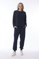 Orientique - Knit Travel Pant | Navy - Pants - Silvermaple Boutique 