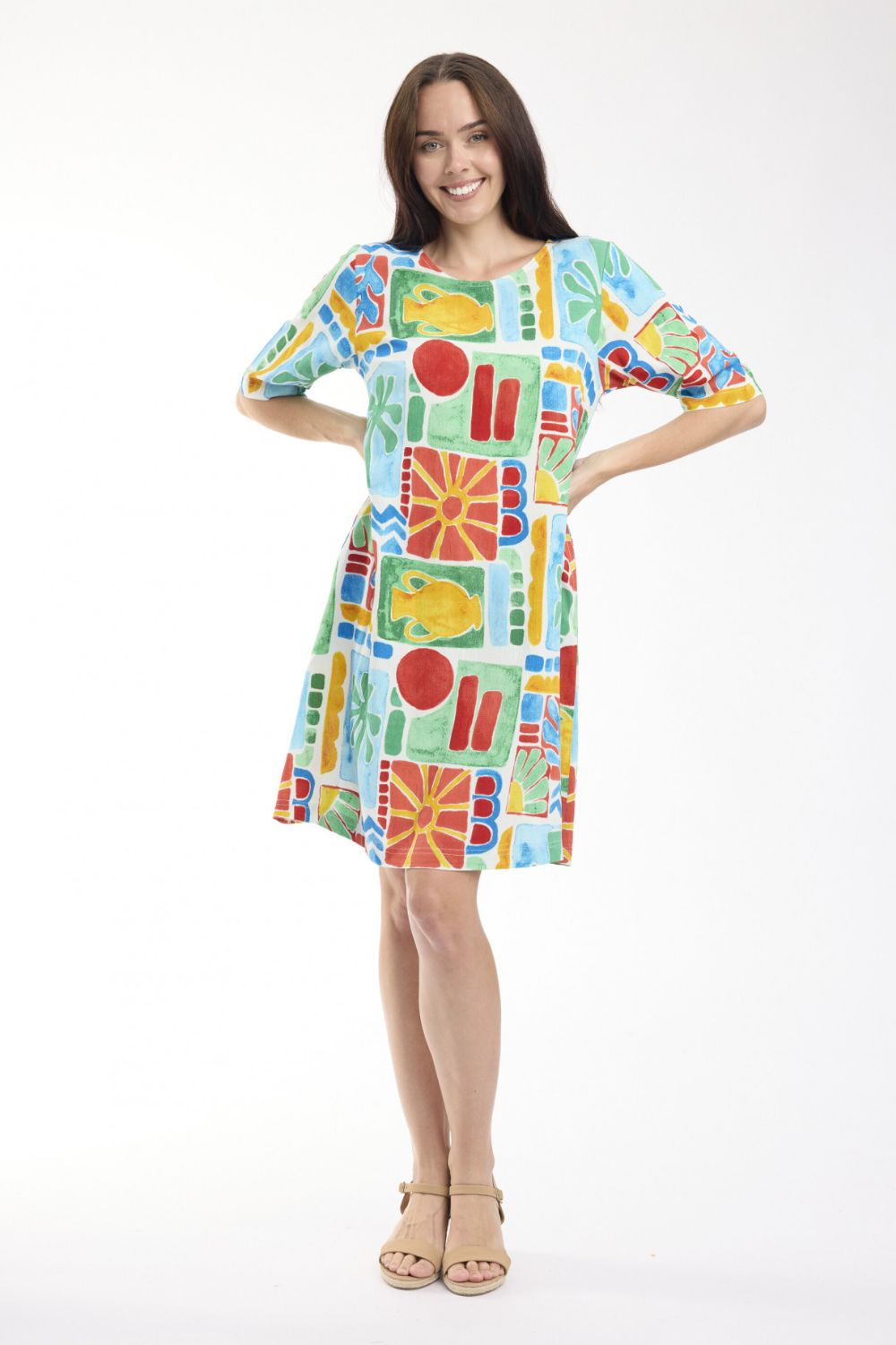 Orientique - Lightweight T-Shirt Dress | Pop - Dress - Silvermaple Boutique 
