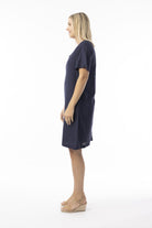 Orientique - Linen Essentials Shift Dress | Navy - Dress - Silvermaple Boutique 