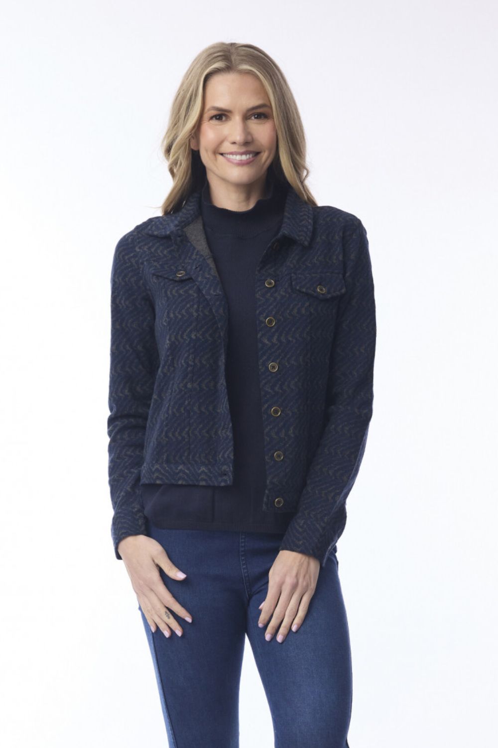 Orientique - Maluku Biker Jacket | Navy - Jacket - Silvermaple Boutique 