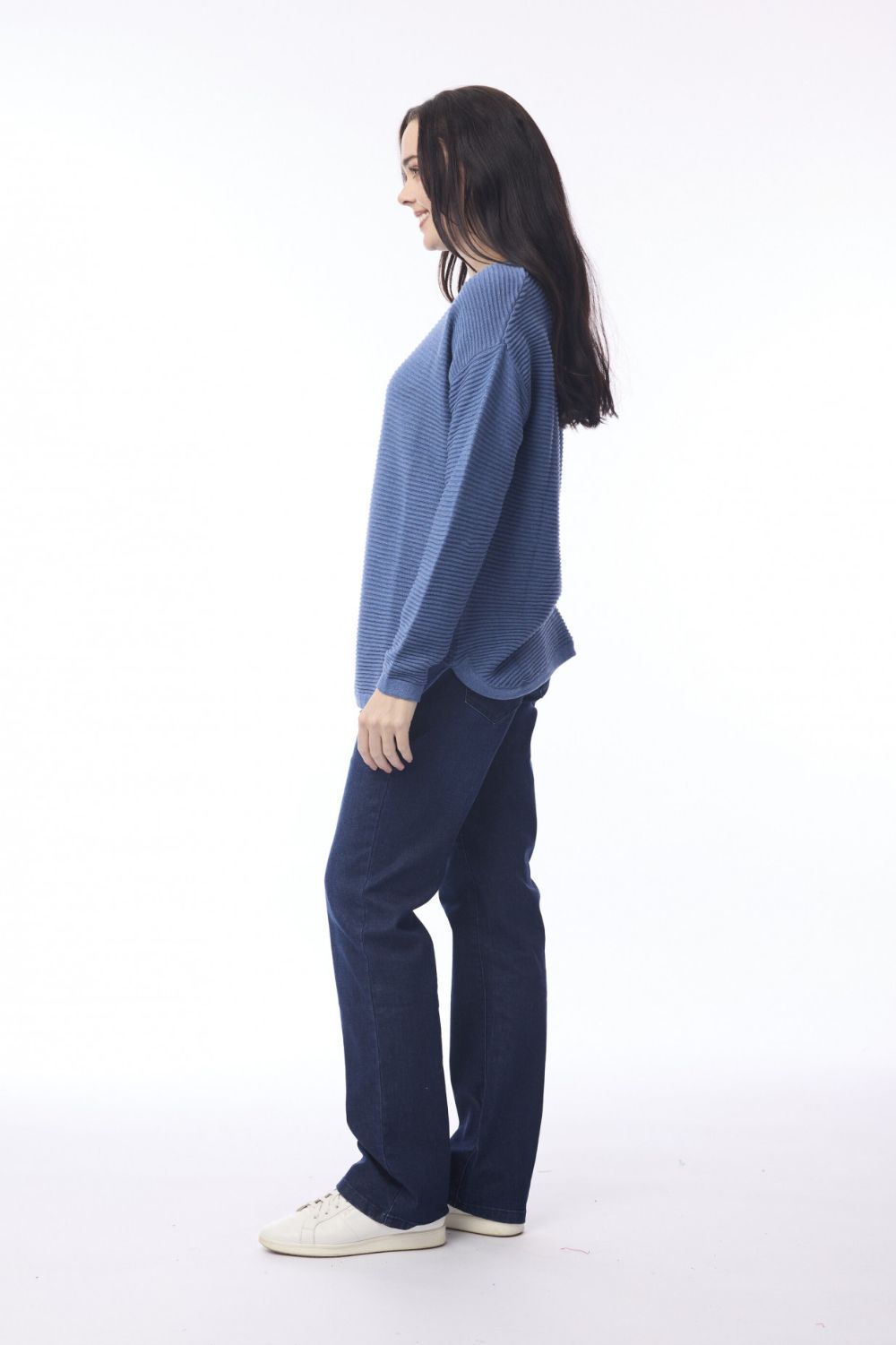 Orientique - Ribbed Knit Jumper | Denim Melange - Jumper - Silvermaple Boutique 