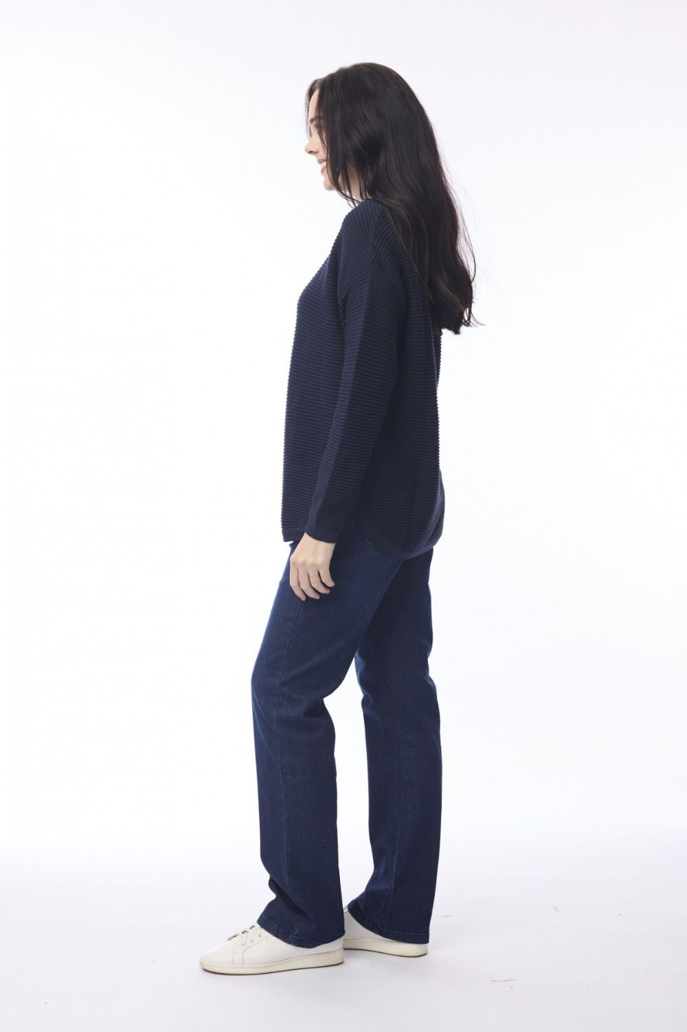 Orientique - Ribbed Knit Jumper | Navy - Jumper - Silvermaple Boutique 