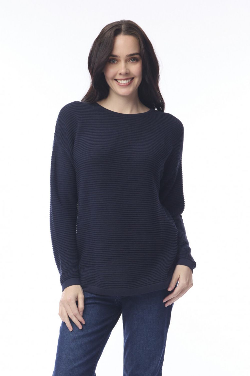 Orientique - Ribbed Knit Jumper | Navy - Jumper - Silvermaple Boutique 