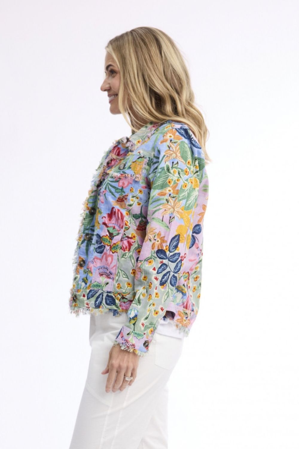 Orientique - Sur Mer Fringe Jacket | Pastel Botanical - Jacket - Silvermaple Boutique 
