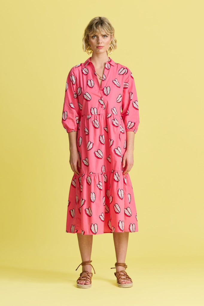 Pom Leaf It Dress | Pink _ Silvermaple Boutique
