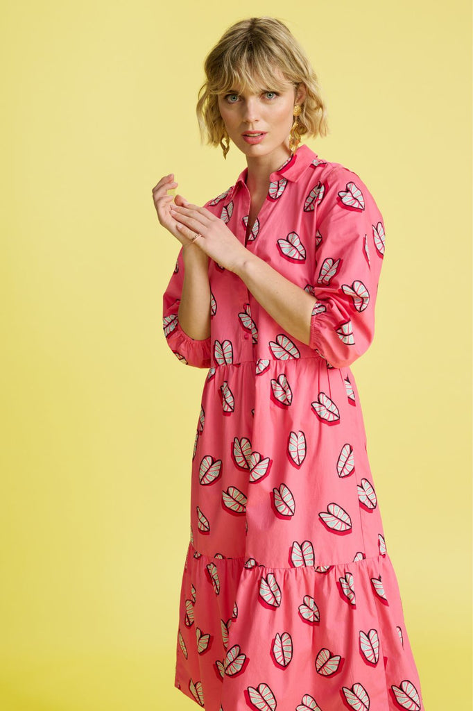 Pom Leaf It Dress | Pink _ Silvermaple Boutique