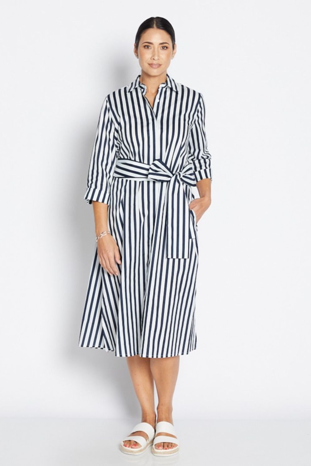 Philosophy Australia - Kiera Stripe Dress | Navy - Dress - Silvermaple Boutique 