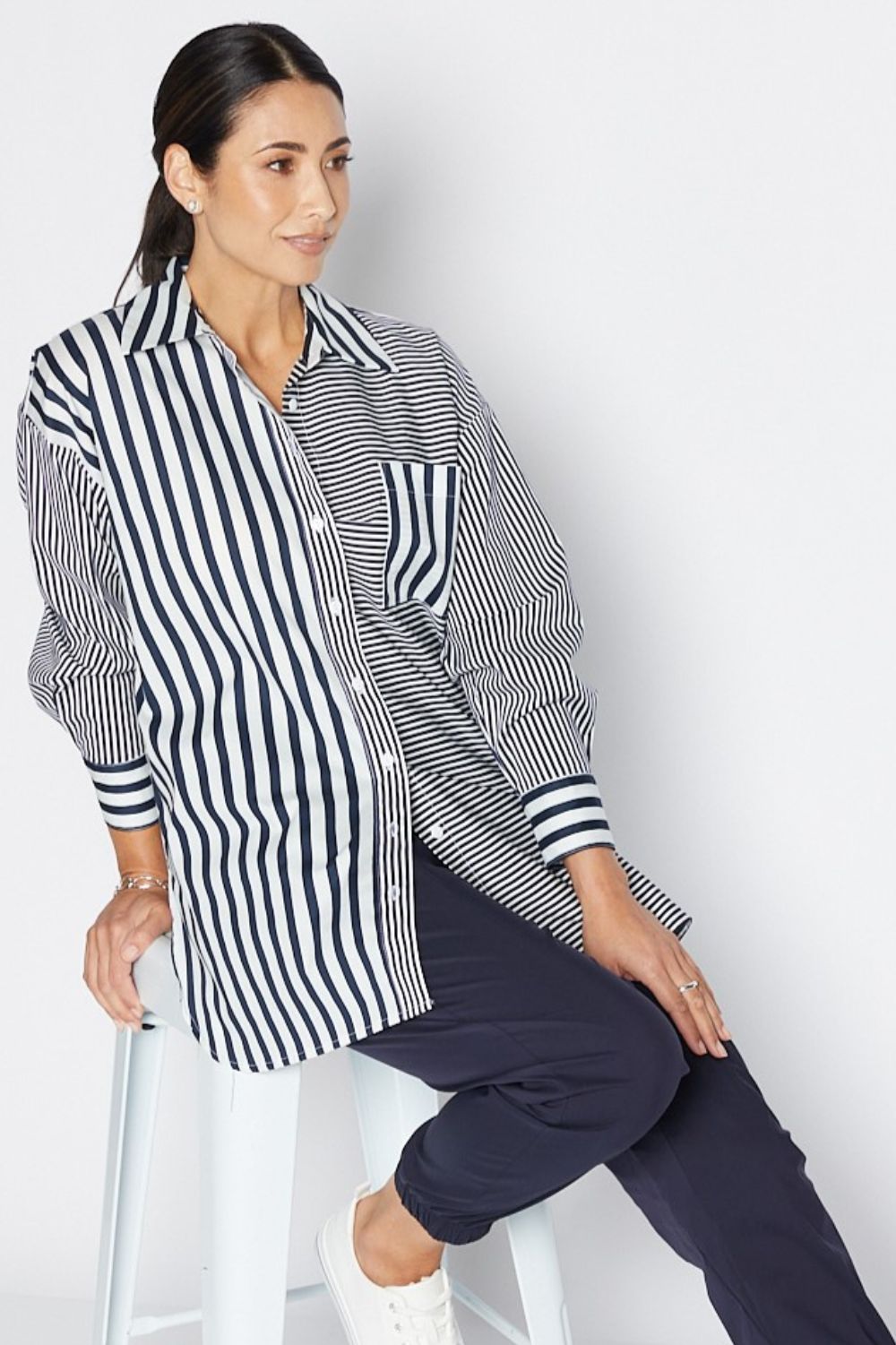 Philosophy Australia - Port Multi Stripe Shirt | Navy - Shirt - Silvermaple Boutique 