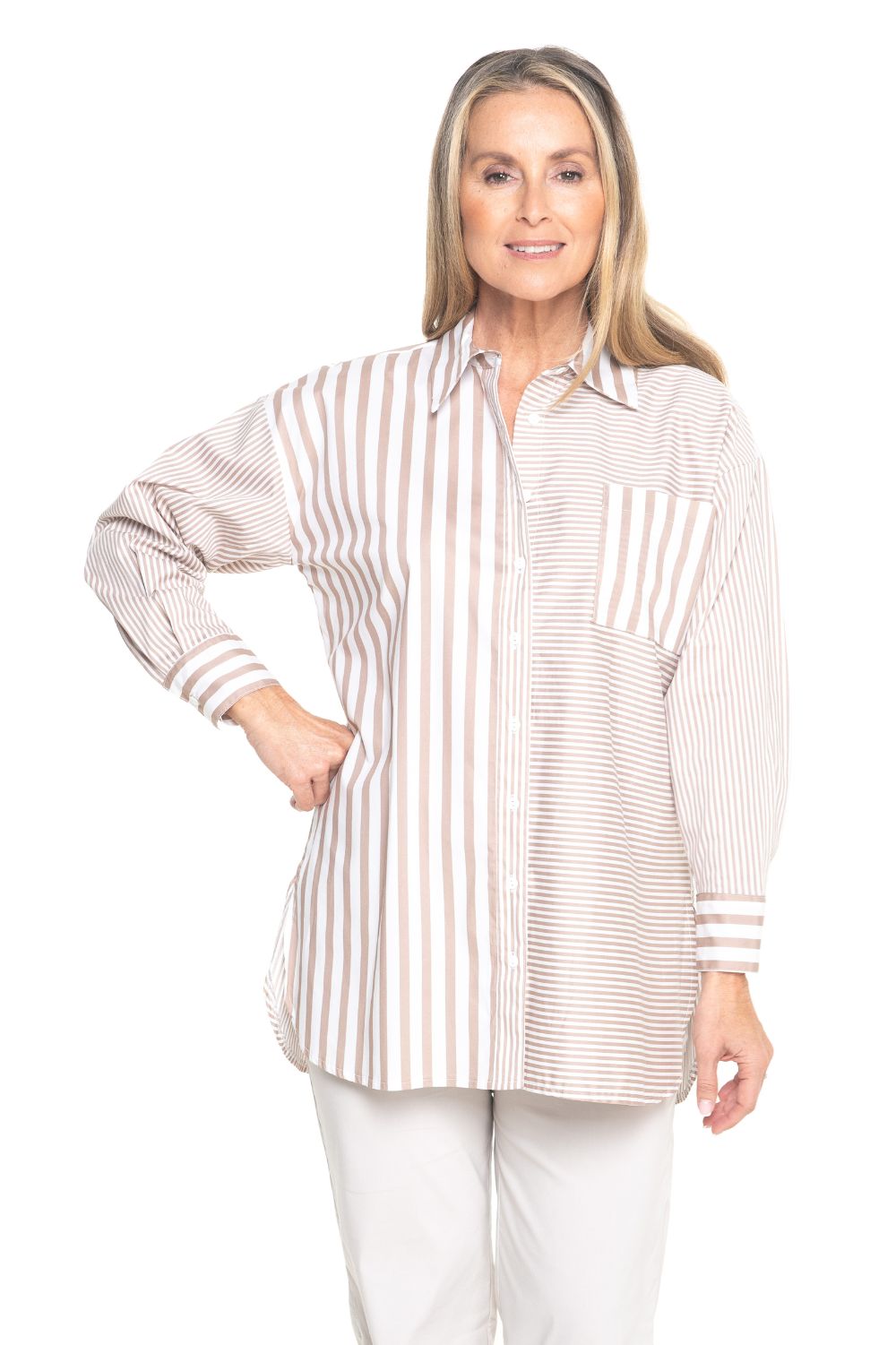 Philosophy Australia - Port Multi Stripe Shirt | Stone - Shirt - Silvermaple Boutique 