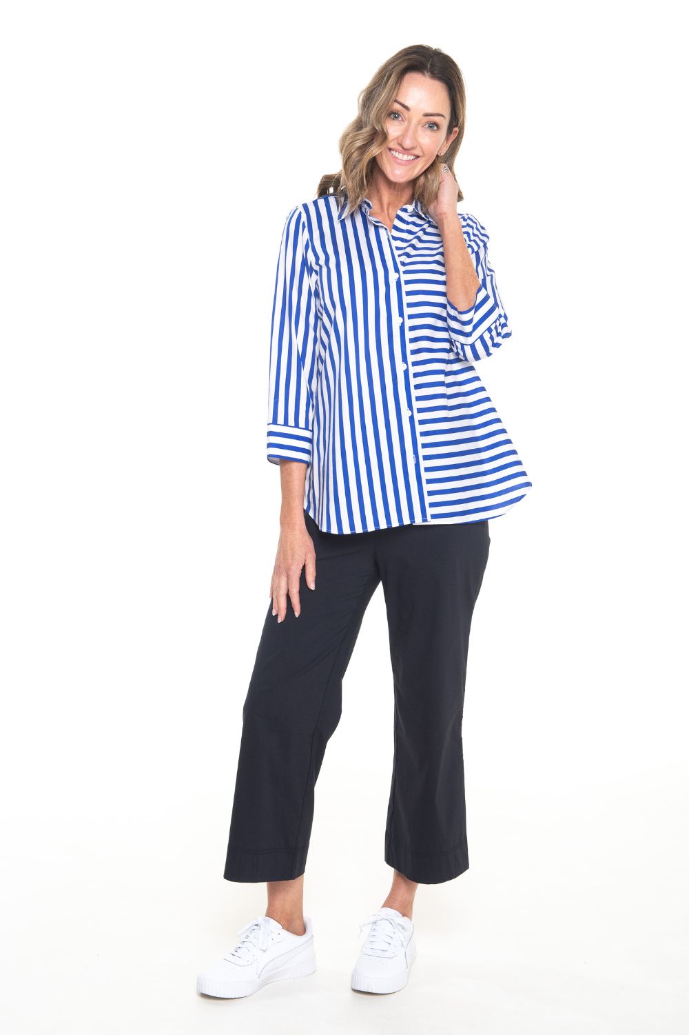 Philosophy Australia - Regina Shirt | Cobalt Wide Stripe - Shirt - Silvermaple Boutique 