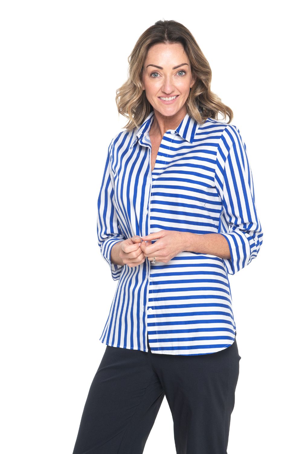 Philosophy Australia - Regina Shirt | Cobalt Wide Stripe - Shirt - Silvermaple Boutique 