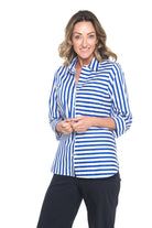 Philosophy Australia - Regina Shirt | Cobalt Wide Stripe - Shirt - Silvermaple Boutique 