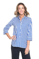 Philosophy Australia - Regina Shirt | Cobalt Wide Stripe - Shirt - Silvermaple Boutique 