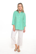 Philosophy Australia - Regina Shirt | Green Skinny Stripe - Shirt - Silvermaple Boutique 
