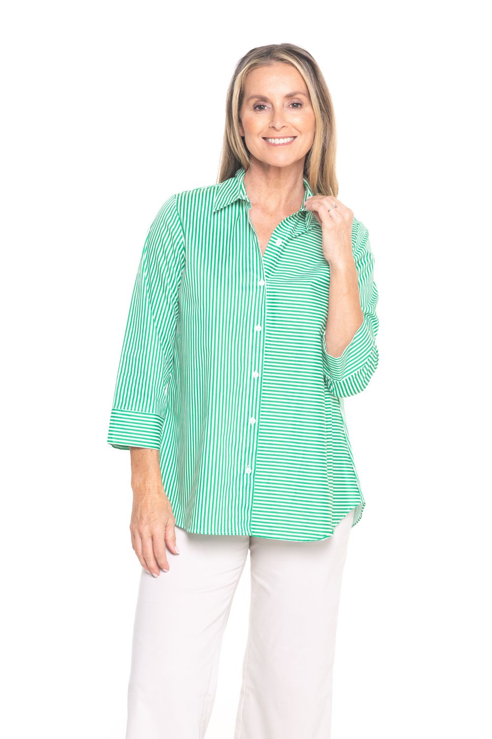Philosophy Australia - Regina Shirt | Green Skinny Stripe - Shirt - Silvermaple Boutique 