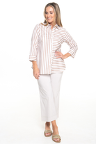 Philosophy Australia - Regina Shirt | Stone Wide Stripe - Shirt - Silvermaple Boutique 