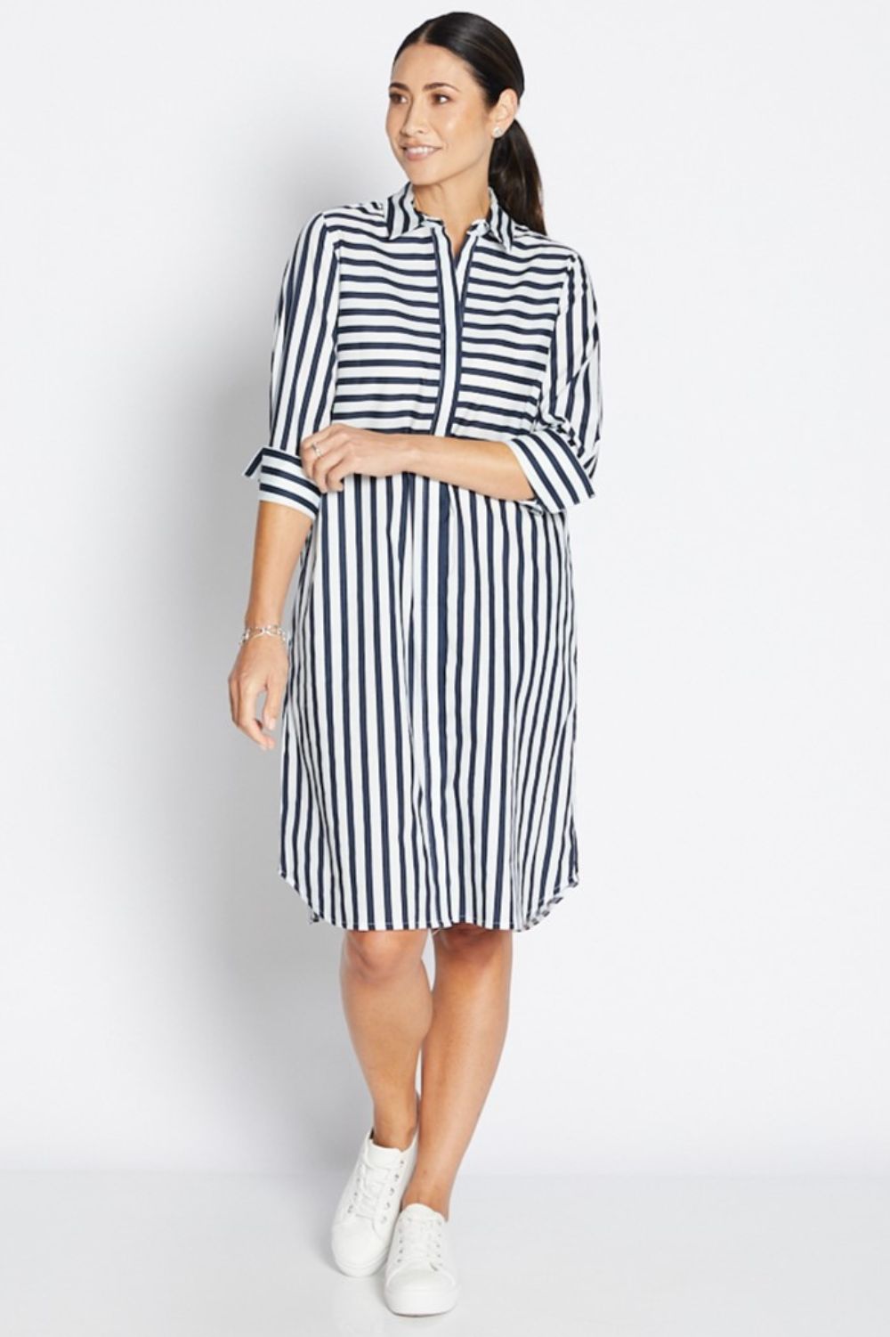 Philosophy Australia - Sierra Shirt Dress | Navy Wide Stripe - Dress - Silvermaple Boutique 