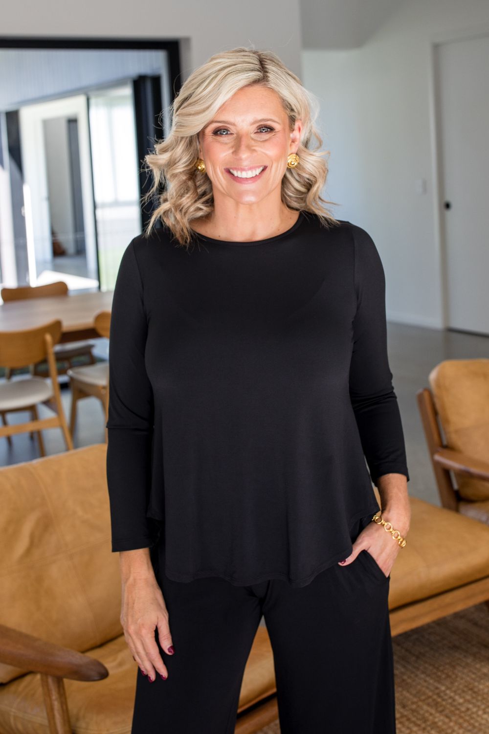 Philosophy Australia - Sophie Curve Hem Tunic | Black - Top - Silvermaple Boutique 