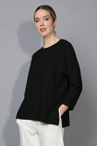 Picadilly - Picadilly 3/4 Sleeved Textured Top | Black - Top - Silvermaple Boutique 