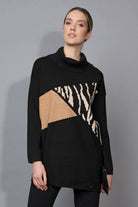 Picadilly - Picadilly Animal Jacquard Tunic | Sand/Black - Top - Silvermaple Boutique 