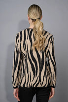 Picadilly - Picadilly Animal Print Jacquard Top | Taupe Multi - Top - Silvermaple Boutique 