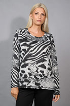 Picadilly - Picadilly Animal Print Top | Grey/Black - Top - Silvermaple Boutique 