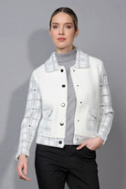 Picadilly - Picadilly Plaid Pockets Short Jacket | Off White/Grey - Jacket - Silvermaple Boutique 