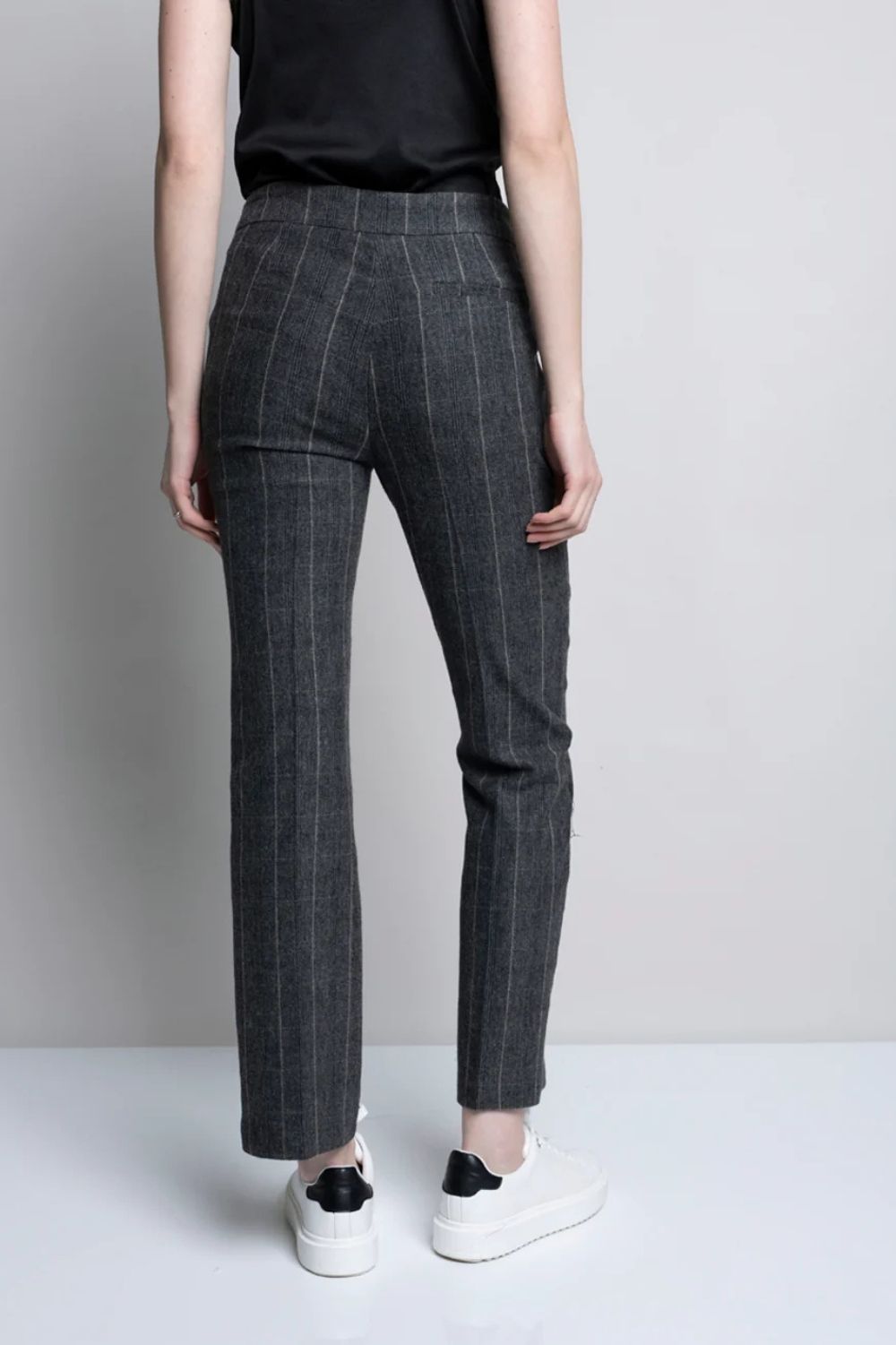 Picadilly - Plaid Bengaline Straight-Leg Pant | Charcoal Multi - Pants - Silvermaple Boutique 