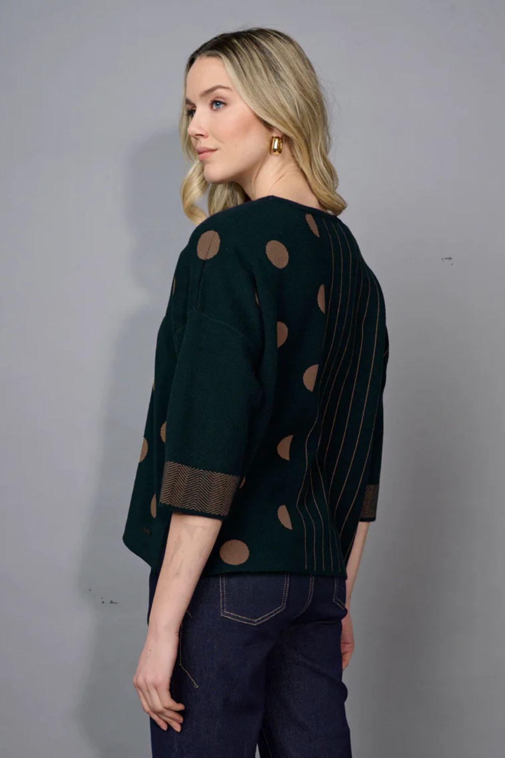 Picadilly - Picadilly Striped Polka-Dot Top | Camel Multi - Top - Silvermaple Boutique 