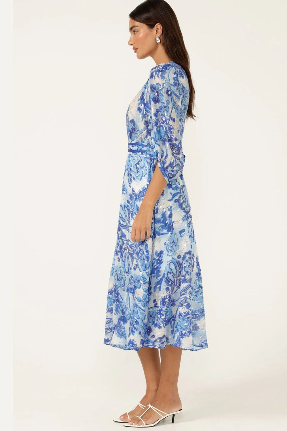 Sacha Drake - Mykonos Midi Dress | Blue Flower - Dress - Silvermaple Boutique 