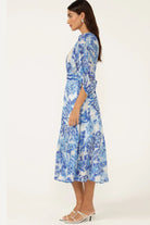 Sacha Drake - Mykonos Midi Dress | Blue Flower - Dress - Silvermaple Boutique 