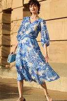 Sacha Drake - Mykonos Midi Dress | Blue Flower - Dress - Silvermaple Boutique 