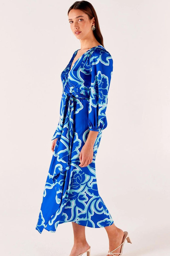 Sacha Drake Ethereal Wrap Dress | Azure Blue Floral_Silvermaple Boutique