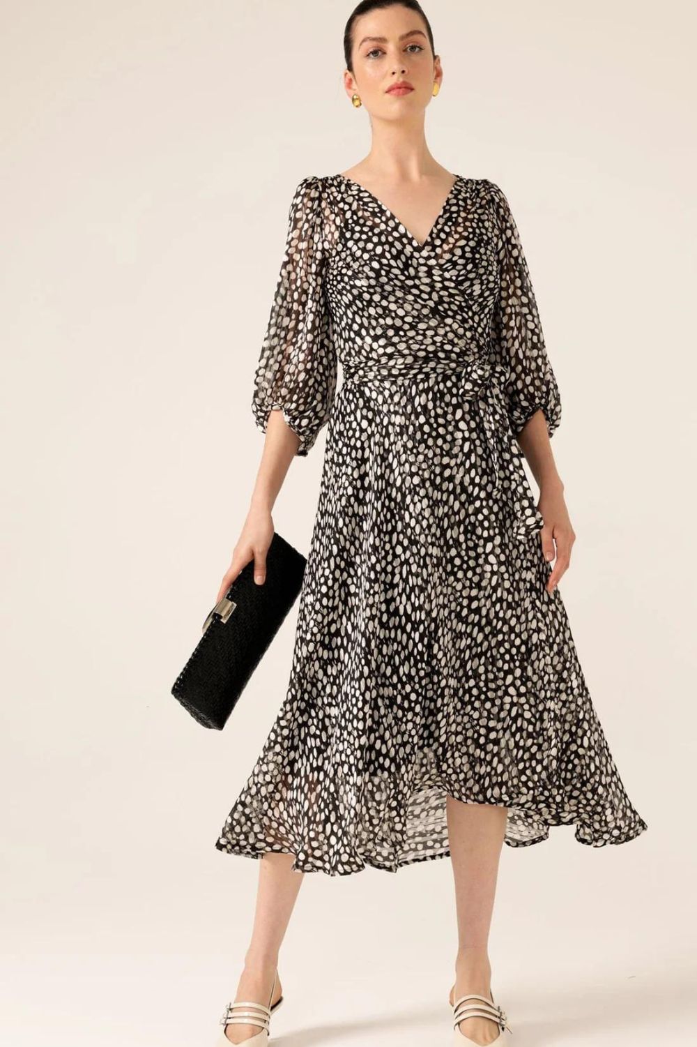 Sacha Drake - Cloudland Wrap Dress | Black White Spot - Dress - Silvermaple Boutique 