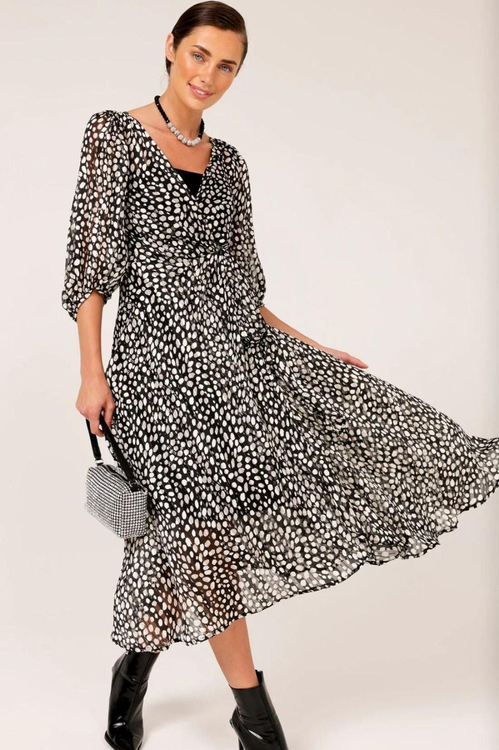 Sacha Drake - Cloudland Wrap Dress | Black White Spot - Dress - Silvermaple Boutique 
