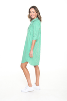 Philosophy Australia - Sierra Shirt Dress | Green Skinny Stripe - Dress - Silvermaple Boutique 