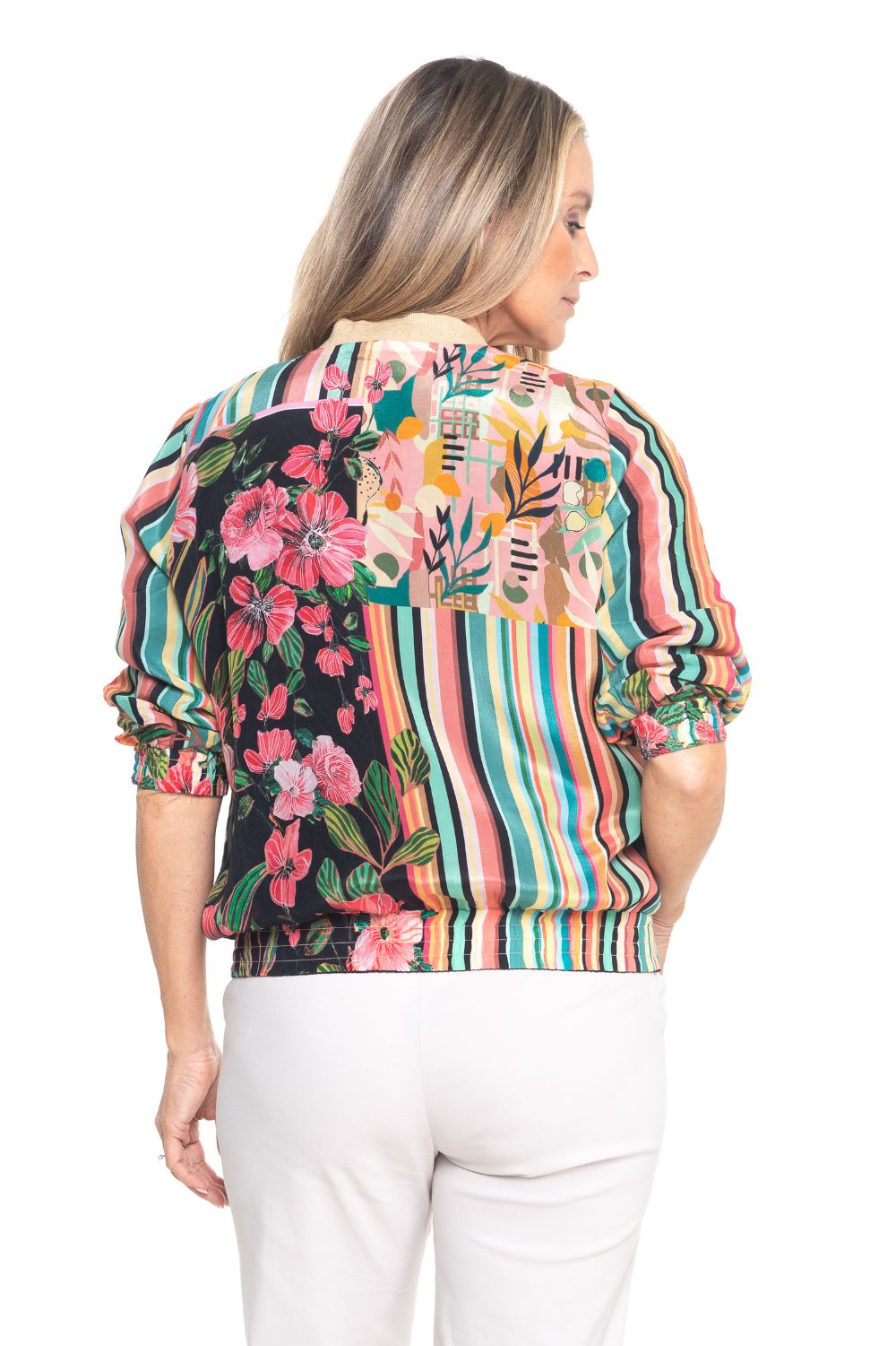 Silvermaple Collection - Diaz Bomber Jacket | Botanic Stripe - Jacket - Silvermaple Boutique 