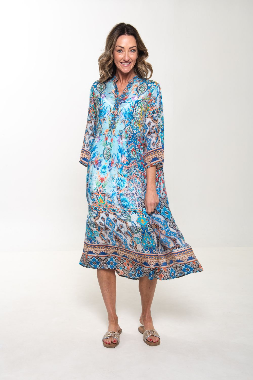 Silvermaple Collection - Erin V-Neck Dress | Santorini Tile - Dress - Silvermaple Boutique 