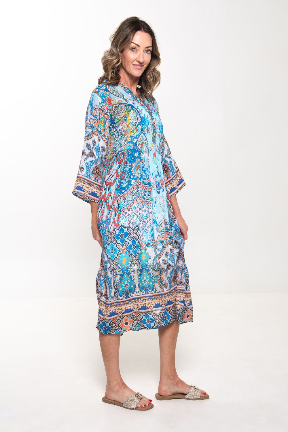 Silvermaple Collection - Erin V-Neck Dress | Santorini Tile - Dress - Silvermaple Boutique 