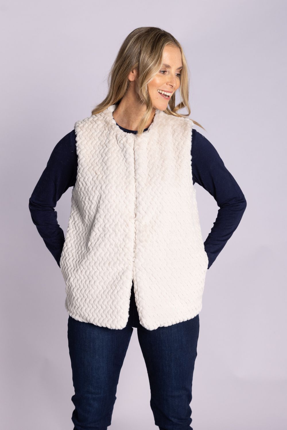 Silvermaple Collection - Isla Faux Fur Vest | Ivory - Vest - Silvermaple Boutique 