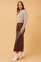 Silvermaple Collection - Aubrey Vegan Leather Skirt - Skirt - Silvermaple Boutique 