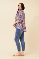 Silvermaple Collection - Belina Print Shirt | Purple Multi - Shirt - Silvermaple Boutique 