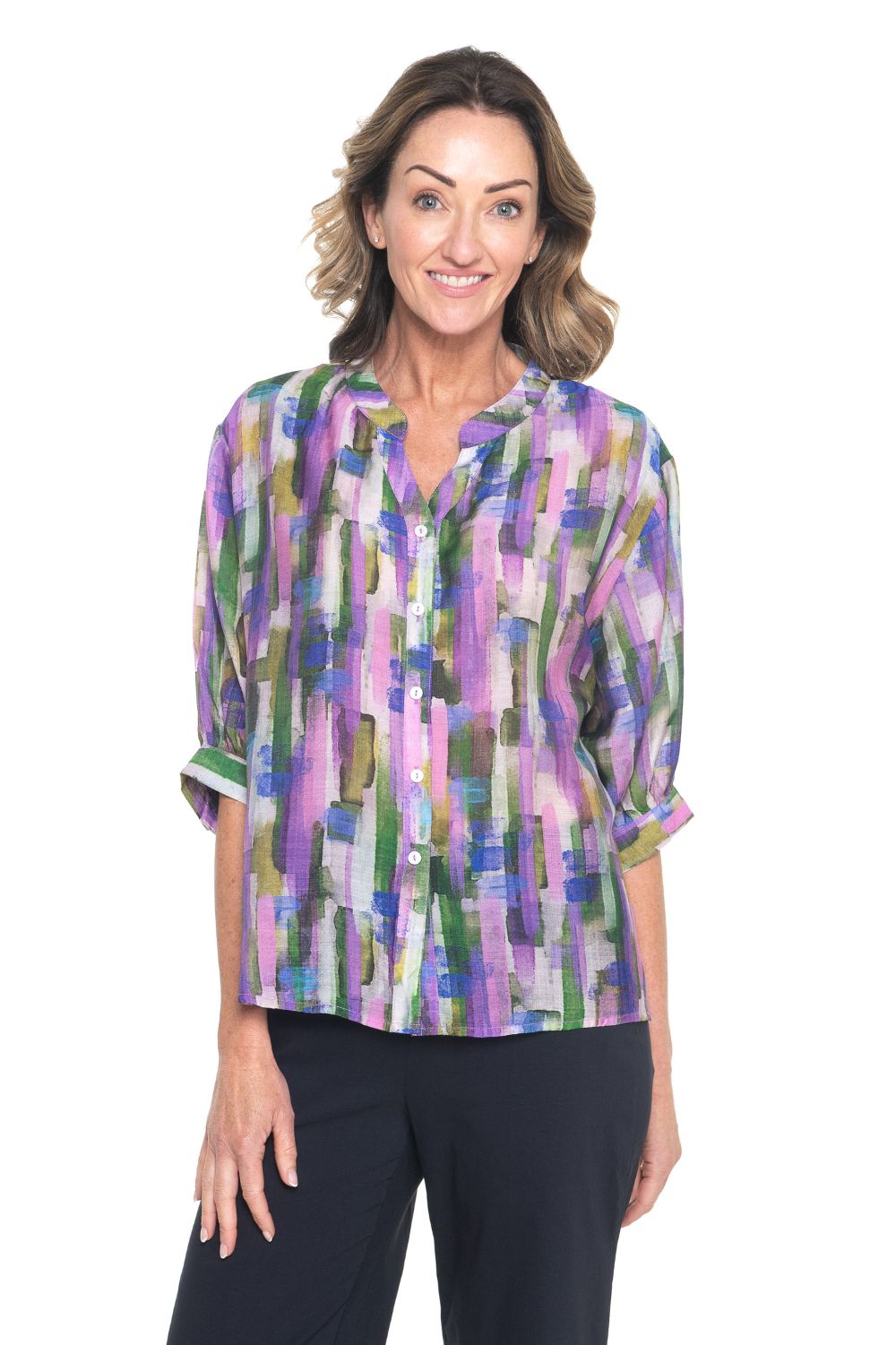 Silvermaple Collection - Belina Print Shirt | Purple Multi - Shirt - Silvermaple Boutique 
