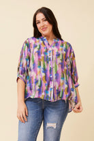 Silvermaple Collection - Belina Print Shirt | Purple Multi - Shirt - Silvermaple Boutique 