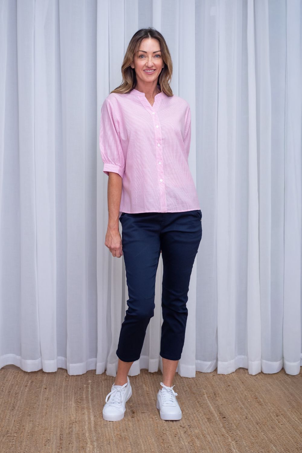 Silvermaple Collection - Belle Stripe Shirt | Coral - Shirt - Silvermaple Boutique 